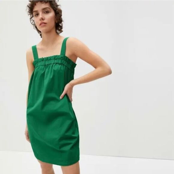 Everlane Paperbag Ruffle Tank Convertible Dress, Size S Emerald Green - Picture 1 of 13